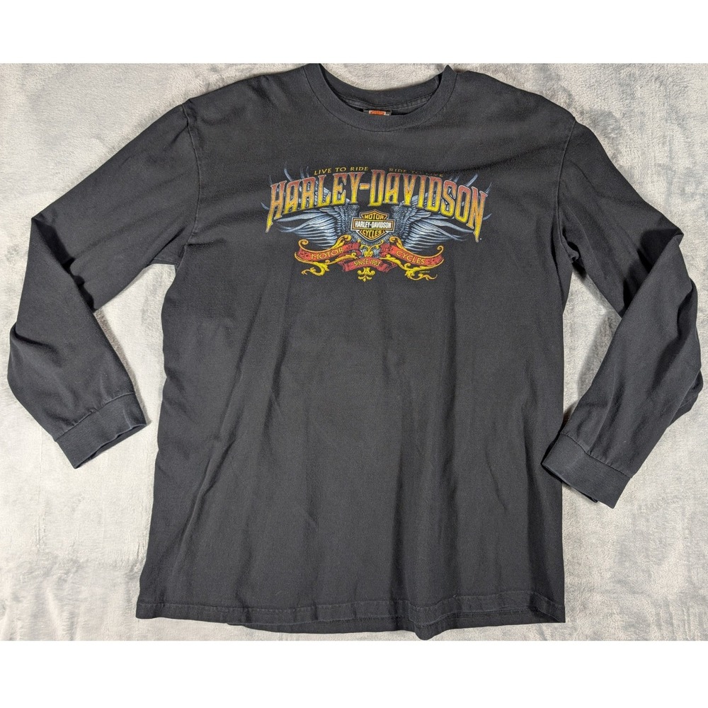 Harley-Davidson Nantes France C Boucard Long Sleeve Shirt Women XL Black Graphic